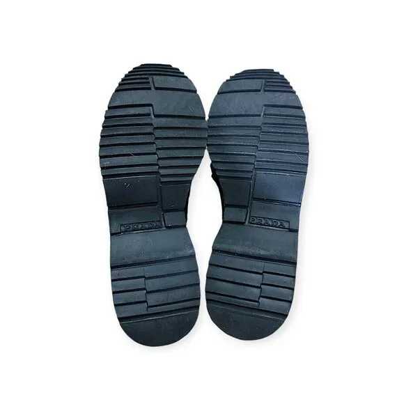 Prada Wingtip Oxford Ribbon Tie Shoes Navy Calf Leather 38.5 Early 2000s - Picture 8 of 11